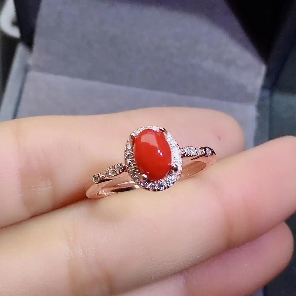 KJJEAXCMY fine jewelry natural red coral 925 sterling silver new
