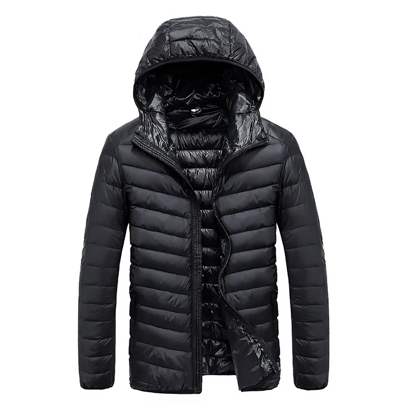 Зимние куртки мужские Осень 90% белое пуховое зимнее пальто для мужчин сверхлегкий теплый пуховик с капюшоном Мужские ветрозащитные парки