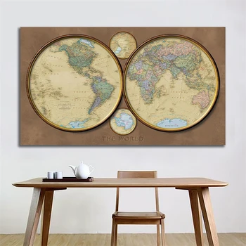 

Retro Style World Map 150x100cm Non-woven Fun Map Creative Decorative Map For Home Decor
