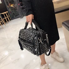 Новые трендовые сумки, индивидуальные модные ретро леопардовые стразы, сумка на плечо с заклепками, Женская Повседневная сумка, сумка-мессенджер