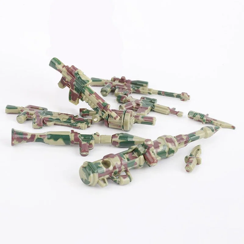 6Pcsset MOC Military SWAT Accessories Camouflage Weapon Set Guns Camo Bricks Building Blocks Model Sets DIY Toys For Children (1)