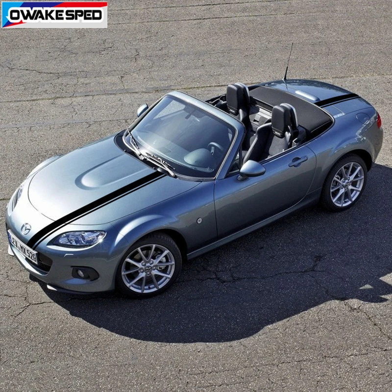 

1 set Car Styling Hood Tail Decals Sport Bonnet Stripes Auto Hood Engine Cover Decor Sticker For Mazda MX-5 3 Doors