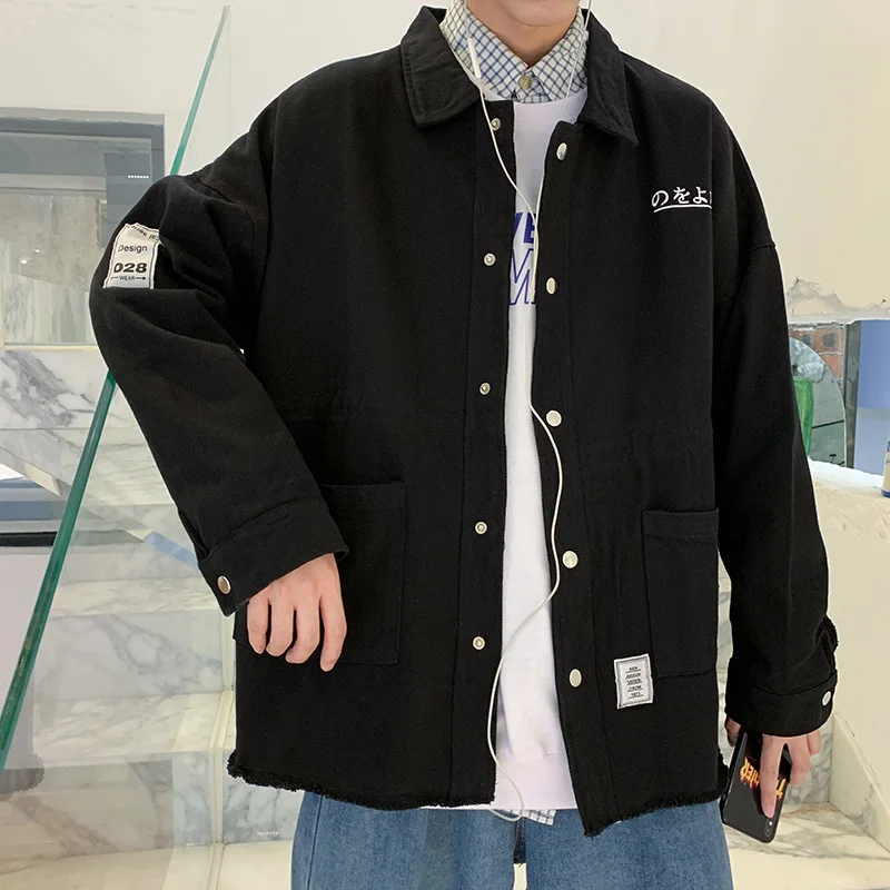 

2020 Autumn Teenagers Pure Cotton Loose Coat Lapel Leisure Time Jacket Male windbreaker chaqueta hombre large size M-5XL Yellow