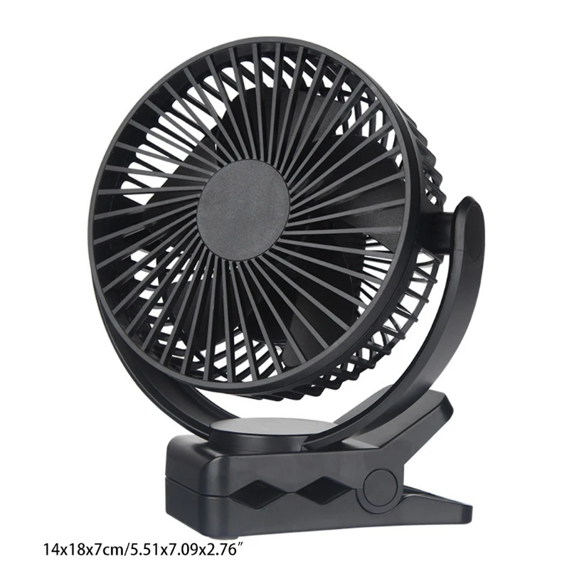 

Small Desk USB Rechargeable Sturdy Clamp Fans with 3 Speeds, Personal Portable Fan for stroller Bedroom Office