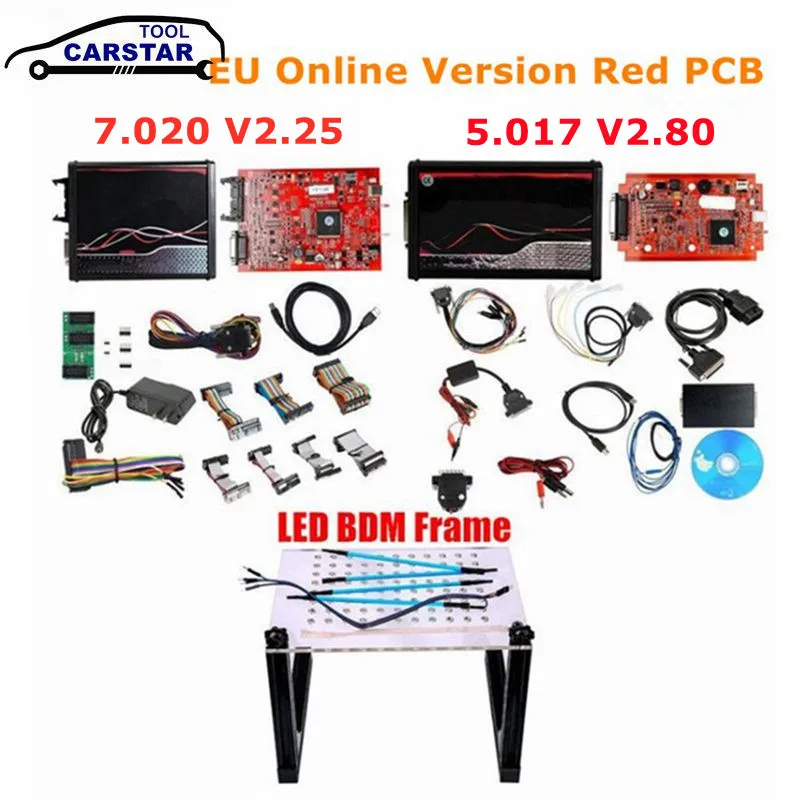 Kess 5.017 V2.80 Eu Red Ecm Titanium 4Led V2.25 Ktag 7.020 4 Led Online Master Version Bdm Frame Obd Truck Programmer