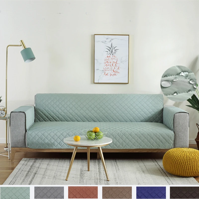 Quilting Seam Thick Polyester Sofa Cover Waterproof Couch Slipcover 1/2