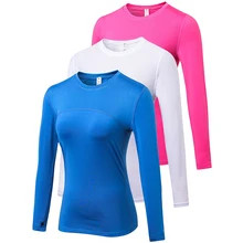 Компрессионная футболка с круглым вырезом и длинными рукавами Yuerlian US Local, 3 шт