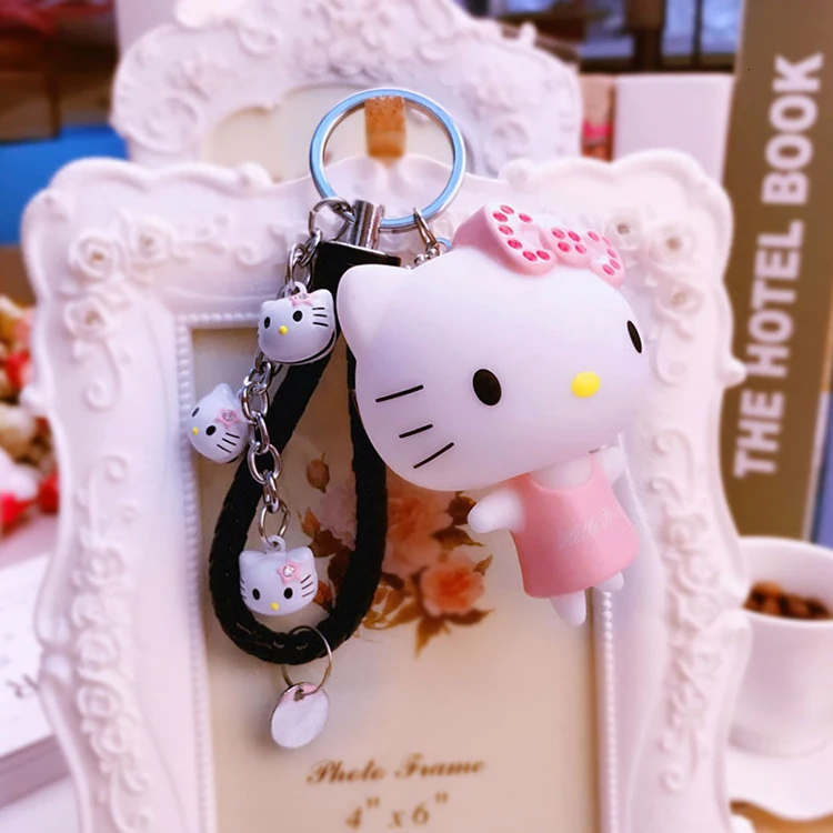 Милый розовый Кот hello kitty кукла брелок кожаный шнур брелок держатель металлический брелок с колокольчиком брелок Шарм сумка Подвеска для автомобиля подарок - Цвет: A5
