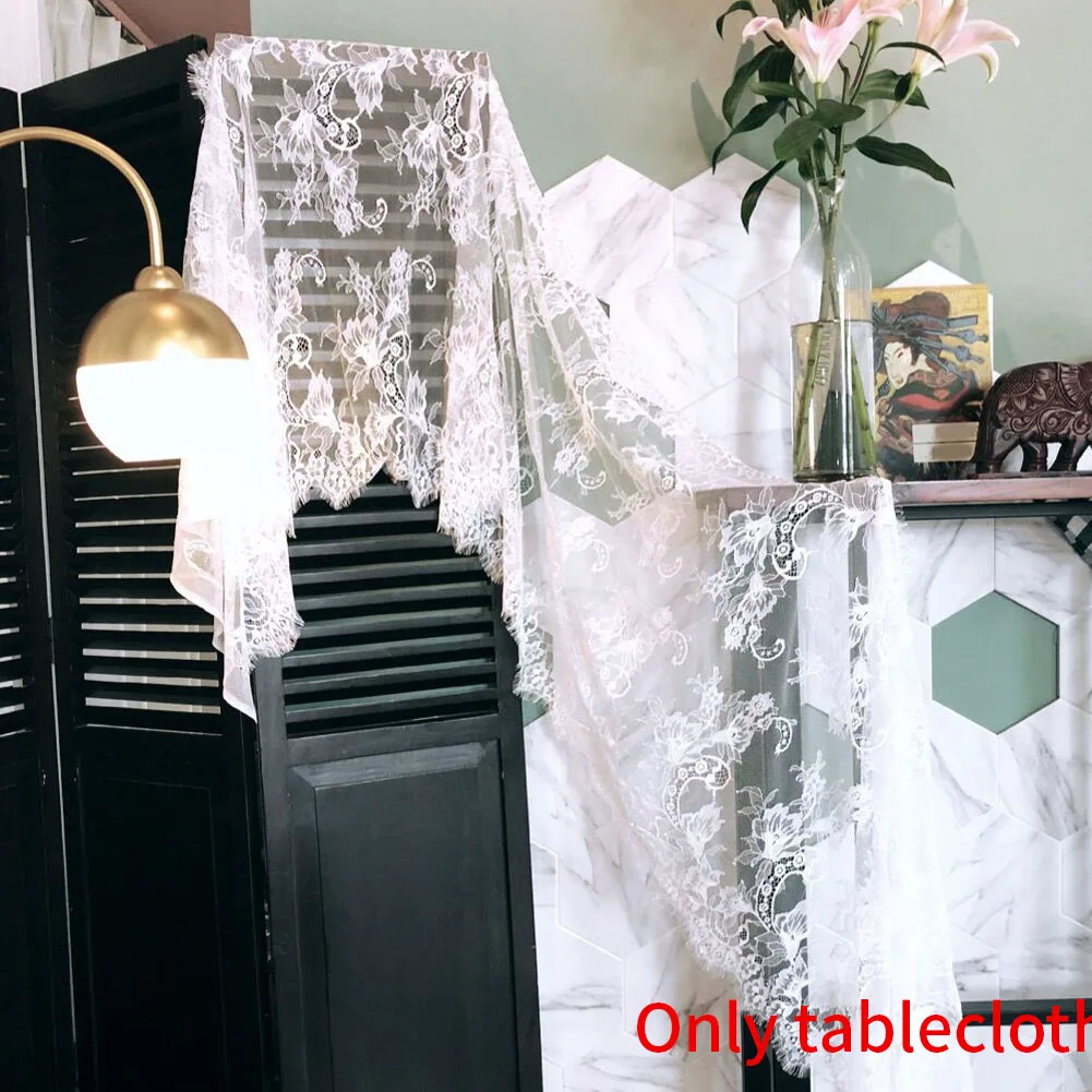 Floral Pattern Rectangle Home Table Cloth Wedding Decoration Large Retro Runner Hotel Country Openwork Party Gift Lace Eyelash
