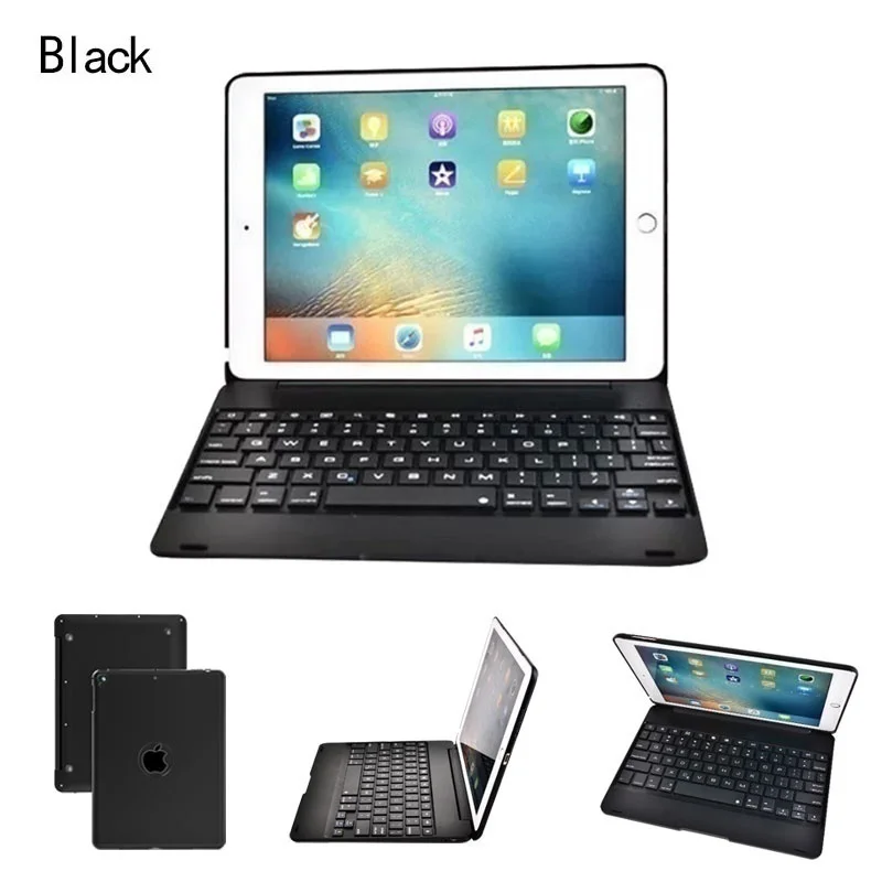 Для 9,7 Ipad /IPad Pro 9,7/Ipad air/Ipad Air 2/Ipad корпус клавиатуры ABS стоял Smart Cover Bluetooth клавиатура Bluetooth - Цвет: black