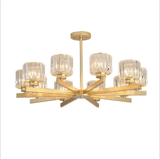 

Suspended dual-use Nordic chandeliers golden atmosphere villa hotel Restaurant Lights Living Room Crystal Chandelier