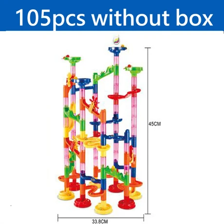 "Сделай сам" Лабиринт, Шариковая дорожка блоки Мрамор забе трек строительные блоки трубопровода блоки, игрушки для детей, подарки - Цвет: 105pcs no box