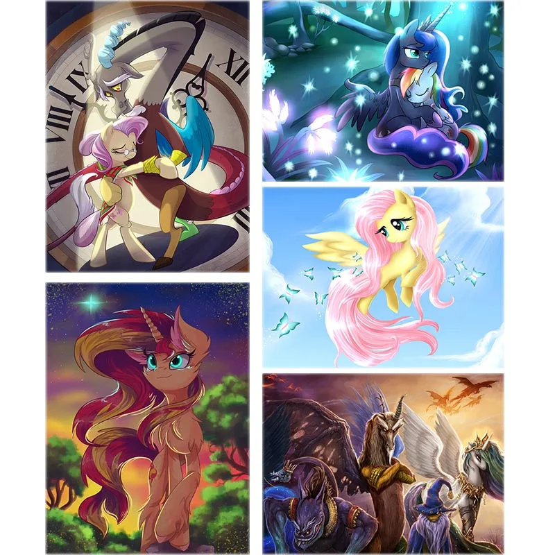 

Magic Anime Daimond Painting Pony View Full Square 5d Diy Diamond Embroidery Unicorn Clock Crystal Rhinestone Home Decor Art A61