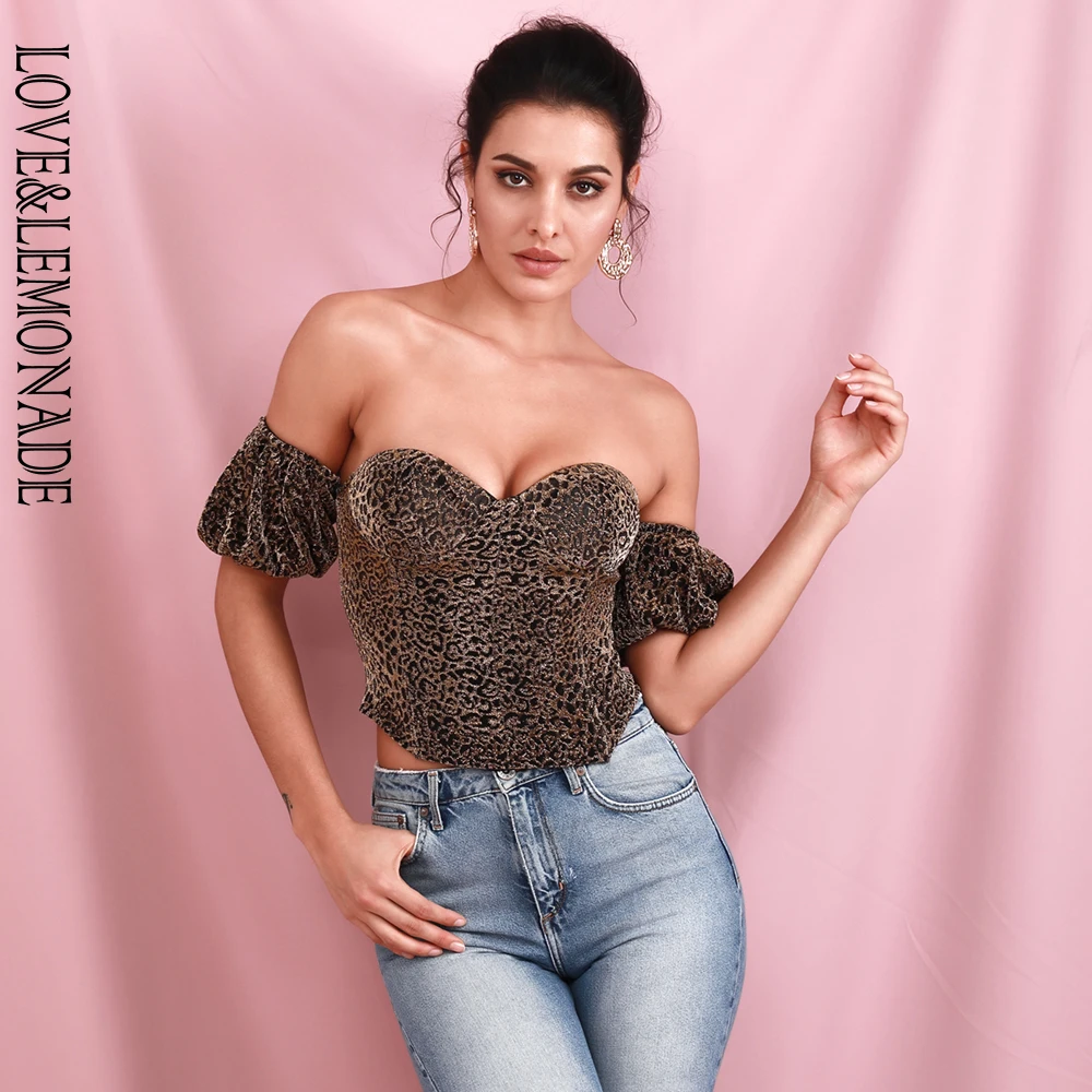 Женский топ без рукавов LOVE &amp LEMONADE золотистый с леопардовым принтом модель LM82239 |