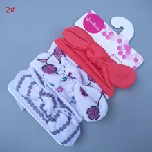 Комплект детской повязки для волос в европейском и американском стиле с кроличьими ушами; повязка на голову из чистого хлопка с бантом; повязка на голову с тремя ушами кролика