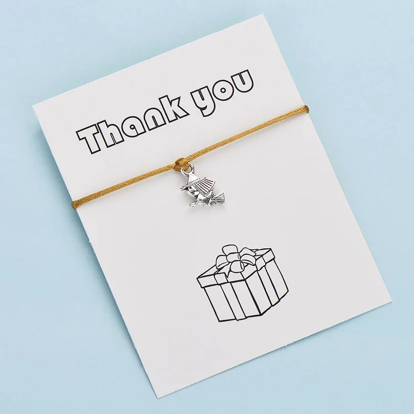 IYOE Wish Card Thank You маленькая ведьма очаровательные браслеты для женщин дети счастливый красный браслет из нитей дружбы для милый подарок на день рождения - Окраска металла: color 8