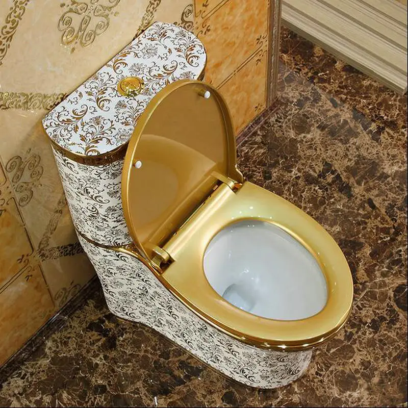 Mundskyl fokus Dem European Style Artistic Golden One Piece Closestool Gravity Fluishing  Washdown Toilet Luxious Villa Bathroom Seat Toilet