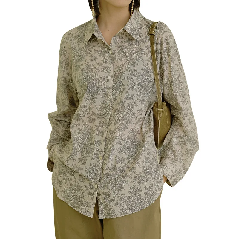 XUXI Simple Printing Long-sleeved Shirt Korean