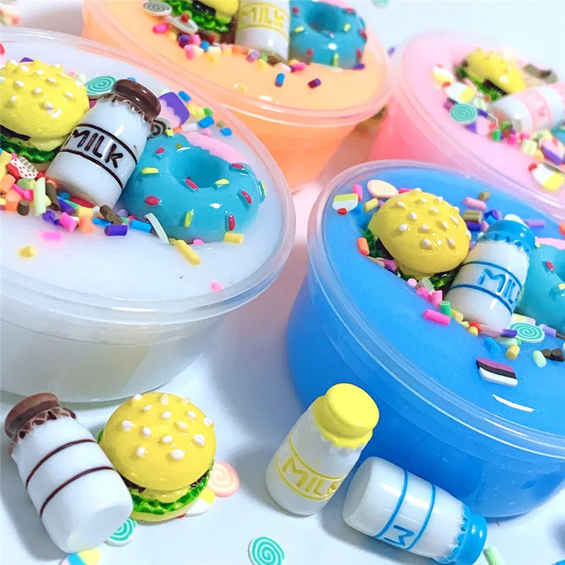 Слизь пушистый Уникальный DIY Burger Char Milk slime торт ко дню рождения слизь дети облегчение стресс игрушки#4AA15