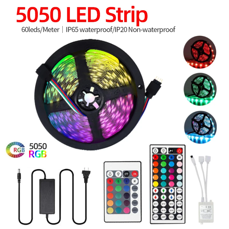 Цветной СВЕТОДИОДНЫЙ светильник 5050RGB с 24/44 контроллером Jey 12В клеем низкого