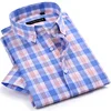 Men's Multi-Color Checkered Plaid Short Sleeve Shirt Worn-in Comfortable Pure Cotton Thin Casual Standard-fit Button-down Shirts ► Photo 2/6