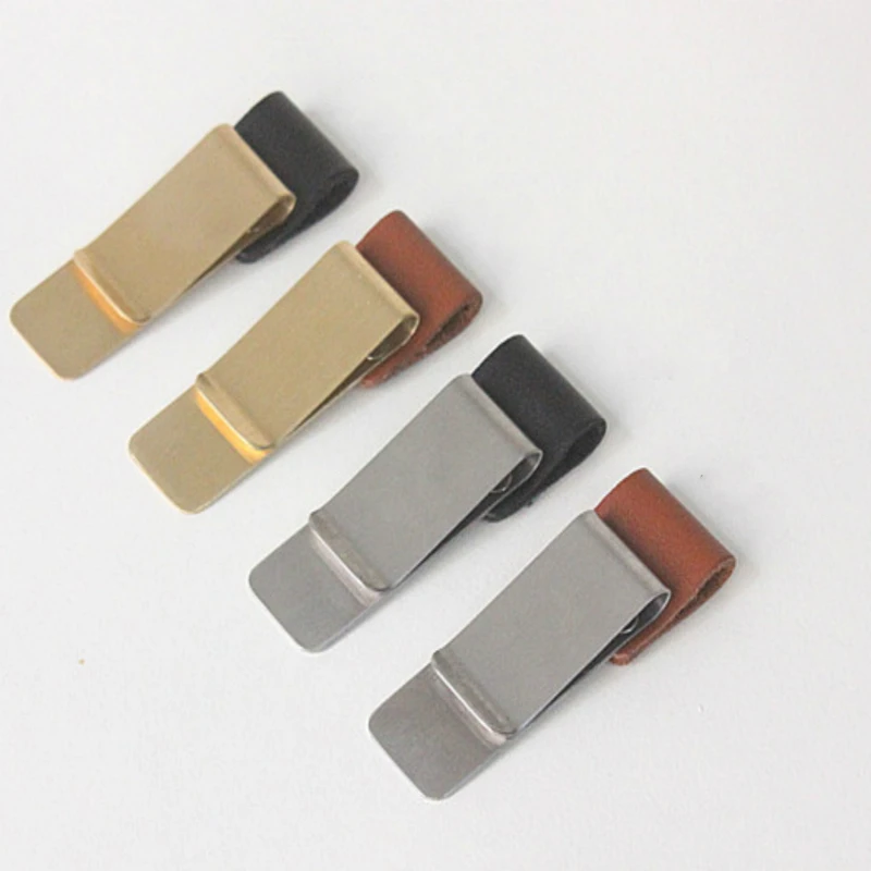 1 pc clip de Bolígrafo De metal hechos a mano de bloc de notas de cuero DIY accesorios bill titular papelería Topper