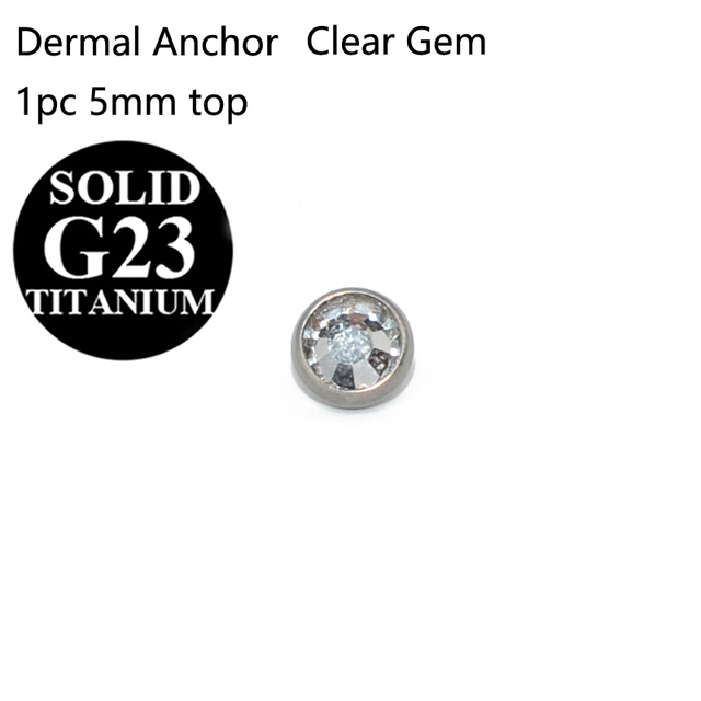 G23 Titanium Micro Dermal Anchor Skin Diver Flat CZ Gem Fashion Dermal Piercings Surface Piercing Stud Body Piercing Jewelry