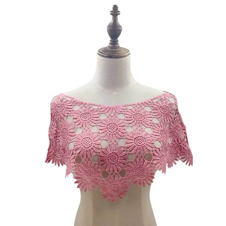 Кружевная ткань с объемным полым кружевом, платье с аппликацией, блузка с аппликацией, вышивка, сделай сам, кружевной воротник, шитье, ремесло, декольте, Декор, скрапбукинг - Цвет: Pink