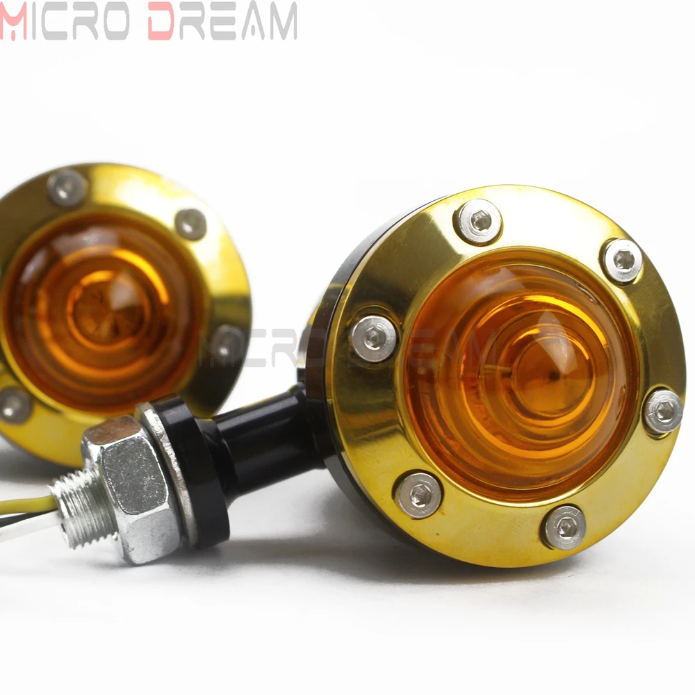 LED Aluminum Brass Turn Signal Light Amber Blinker For Harley Touring 10mm Bolt