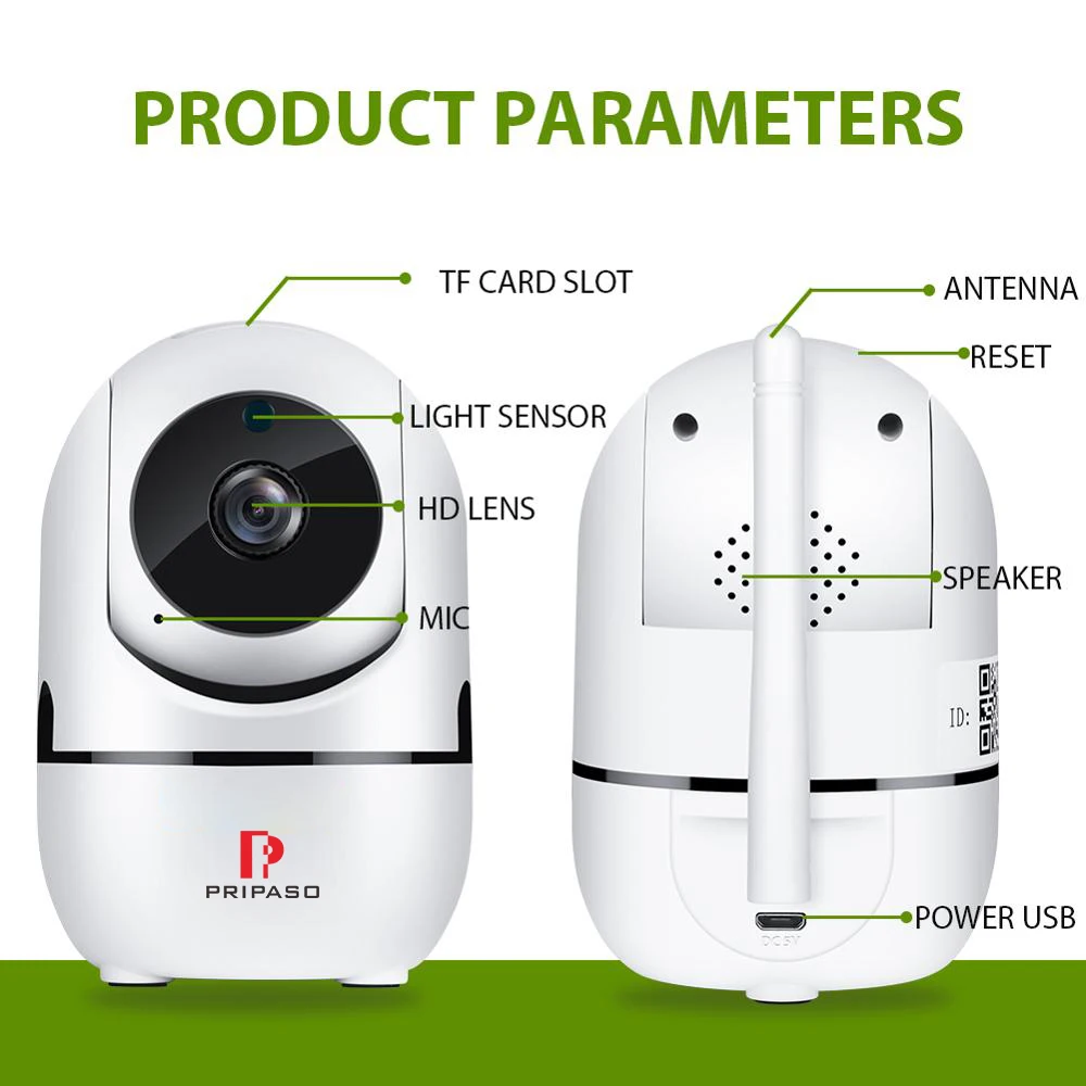  Pripaso 720P 1080P Auto Tracking Wireless IP Camera 2.0MP Cloud Baby Monitor Network WiFi Camera CC - 32997645395