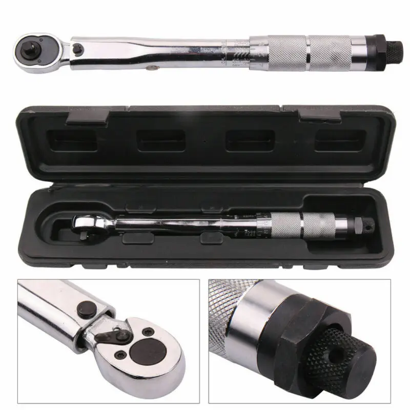 

Professional Adjustable 1/4" Drive Click Torque Wrench 5-25Nm/4-18 Ft/lbs W/ Box Load Setting On The Nut