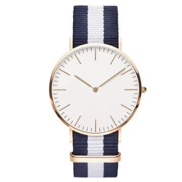 Классические Полосатые часы унисекс с нейлоновым ремешком, Лидирующий бренд, женские часы, повседневные лаконичные мужские часы - Цвет: Gold B