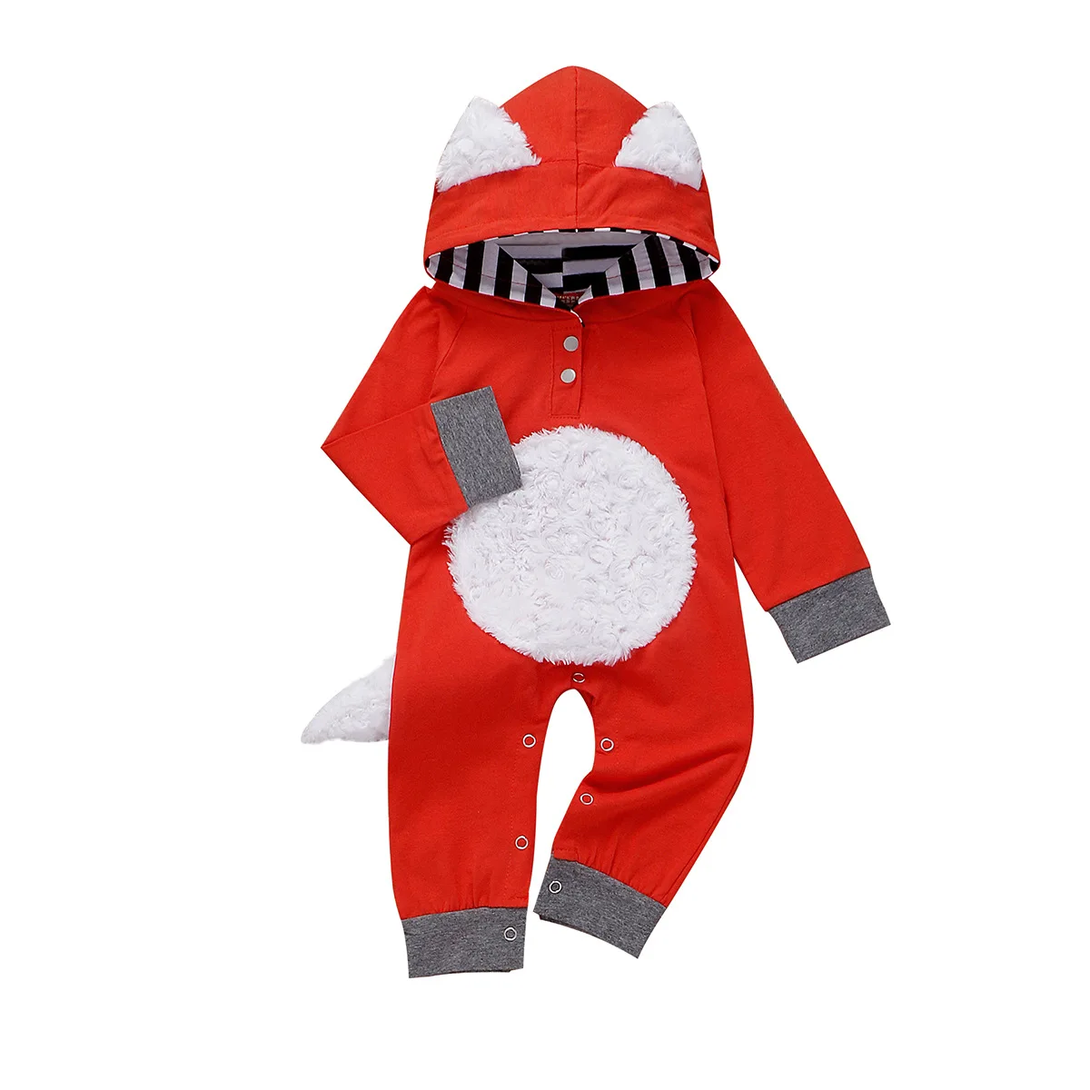 Комбинезон с капюшоном и объемным рисунком лисы для новорожденных мальчиков и девочек; Спортивный костюм; одежда с капюшоном; Детский костюм; mameluco bebe