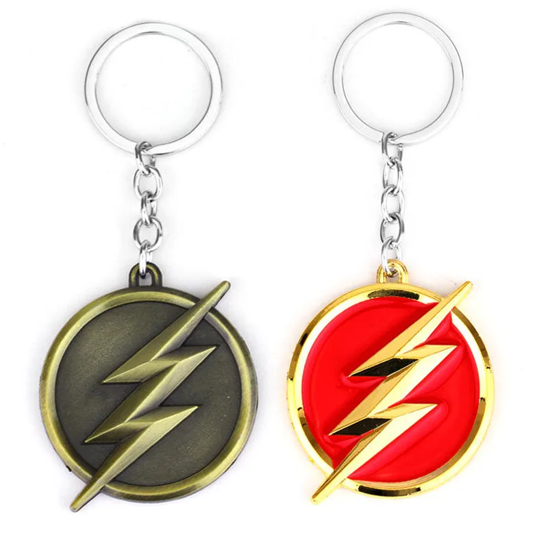 The Flash Lightning Keychain Red Gold Metal Key chain Fashion Jewelry