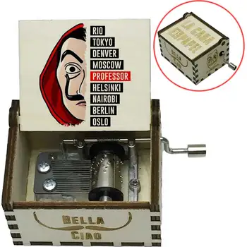

Newest Money Heist The House of Paper Music Box La Casa De Papel Bella Ciao Music Box Hand Crank Wood dropship large stock