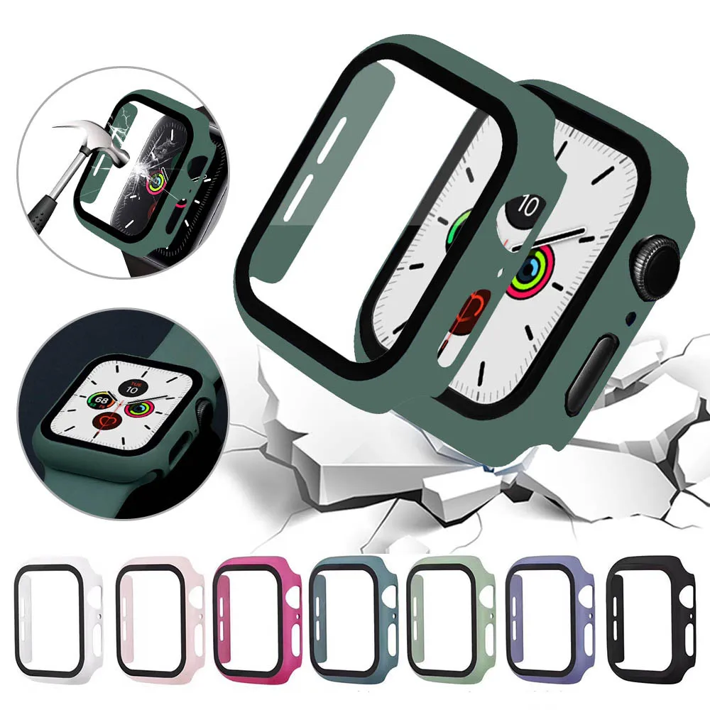 Защитный чехол для Apple Watch 5 4 3 2 матовый из поликарбоната со стеклянной пленкой IWatch