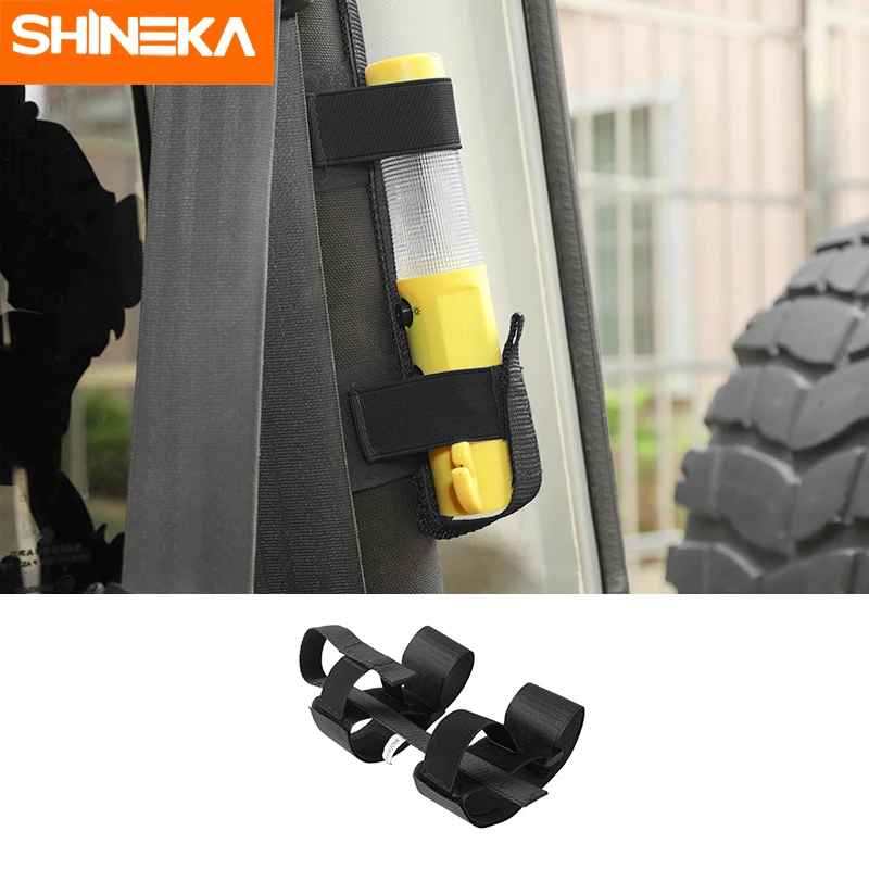 

SHINEKA Car Accessories for Jeep Wrangler Car Roll Bar Flashlight Holder Straps Bandage for Jeep Wrangler TJ JK JL 1997-2020