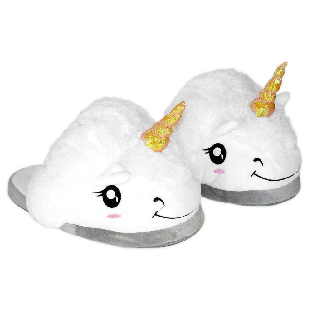 Милые зимние домашние тапочки; коллекция года; Chausson Licorne; белая обувь; женские тапочки с единорогом; pantuflas unicornio pantoufle femme