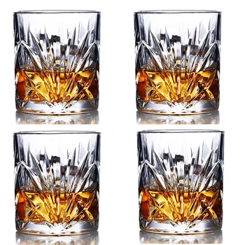 

Whiskey Glasses Premium Lead Free Whiskey Glass Rock Style Old Fashioned Glass For Drinking Scotch, Bourbon Set of 4-10oz