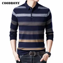 COODRONY Striped Sweater Men Spring Autumn Knitwear Pull Homme Business Casual Turn-down Collar Pullover Shirt Men Clothes C1083