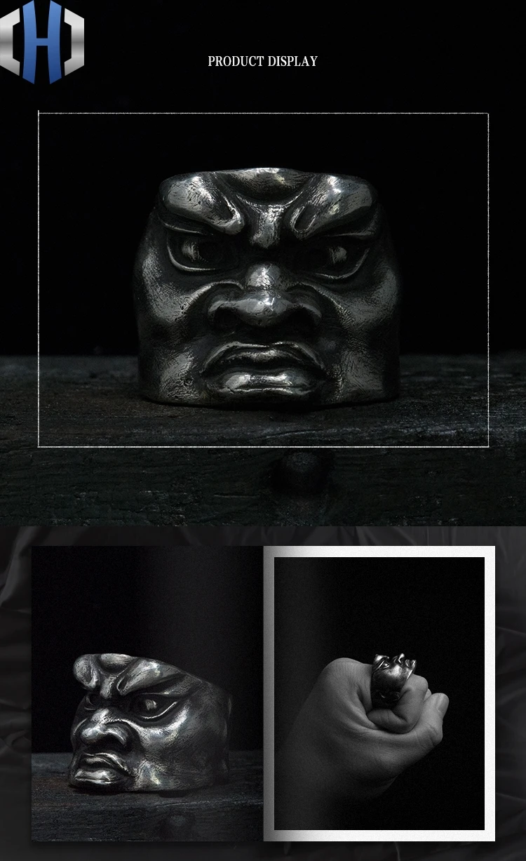 Original Handmade Silver 925 Silver Ring Dark Lux Punk Ring Male
