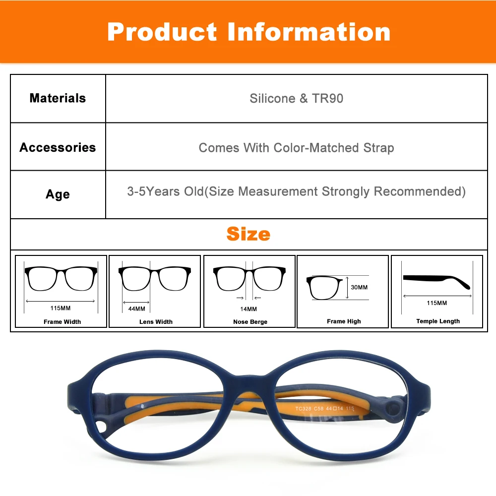 Детская оправа для оптических очков, размер 44/14, с ремешком, без винта, цельная Гибкая Рамка для детей, фиксатор шнура