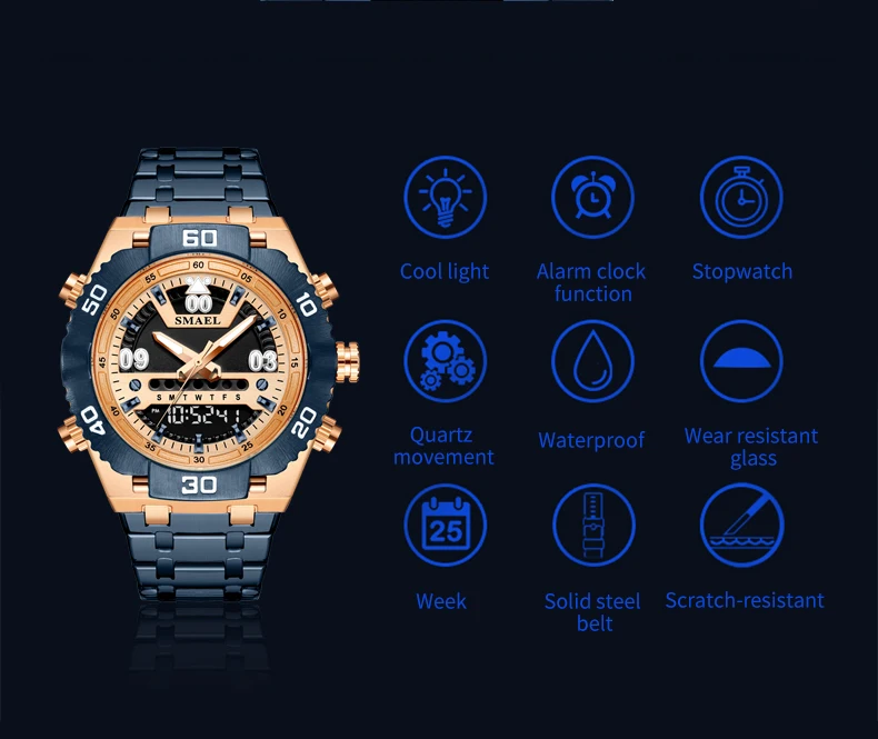 SMAEL Watch Male 2021 Sports Digital Watches Men Waterproof Steel Military Quartz Watch For Men Wristwatch Relogio Masculino SMAEL Watch Male 2021 Sports Digital Watches Men Waterproof Steel Military Quartz Watch For Men Wristwatch Relogio Masculino