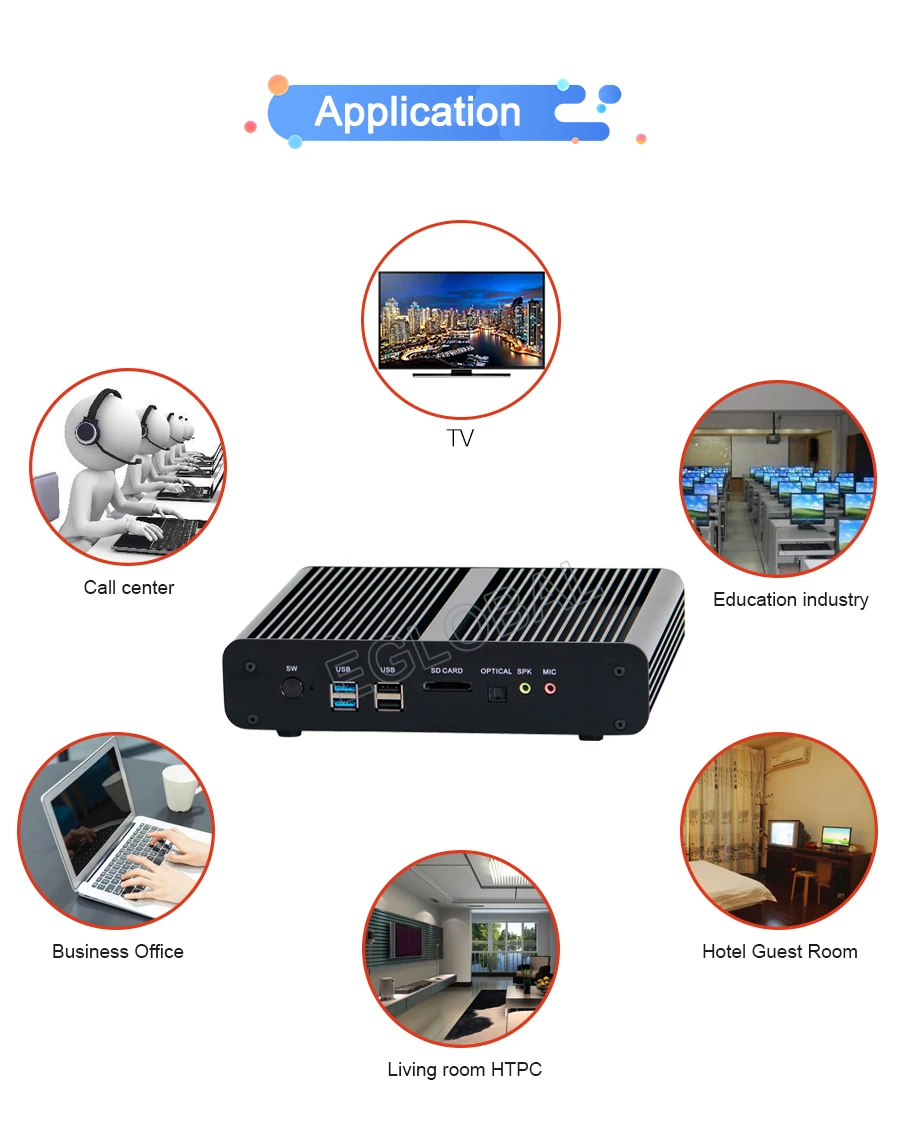 Процессор EGlobal fanless Мини компьютер intel core i7 7560U низкой мощности портативный HTPC VGA HDMI Dual Lan Поддержка 2* DDR4 платформа 4K HD плеер