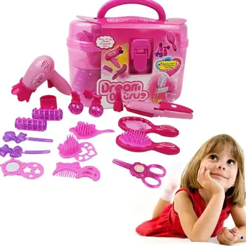 

Girl Simulation Makeup Toy Set Play House Jewelry Beauty Salon Accessories Hair Dryer Dressing Beauty Suitcase Toys