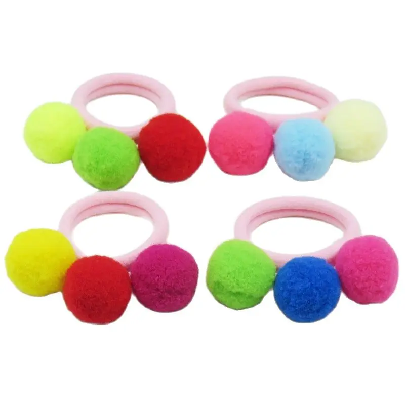 10PCS/LOT Pretty 3 Short Hair Balls Elastic Bands For Girls Handmade Bow Headband Scrunchy Kids Accessories Women |