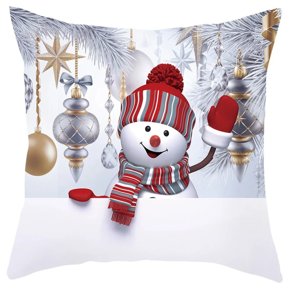  Christmas snowman pillowcase peach skin 3D 45X45cm snowman mulberry silk pillowcase azur lane dakimakura billie elish 30S19 (8)
