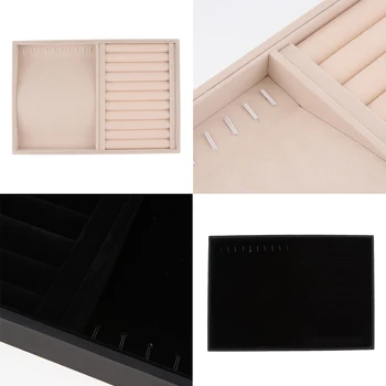 

Velvet Jewelry Display Tray Box Case for Ring Bracelet Necklace Organizer Stackable Counter Show