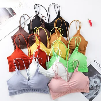 

DeRuiLaDy Thin Strap Bralette Seamless Hollow Out Soft Bras For Women Wireless Push Up Bra Comfortable Underwear Sexy Lingerie