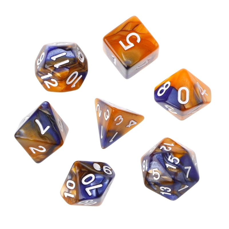 7 шт./компл. акриловые полигедрические игральные кости для TRPG настольной игры D4 D20